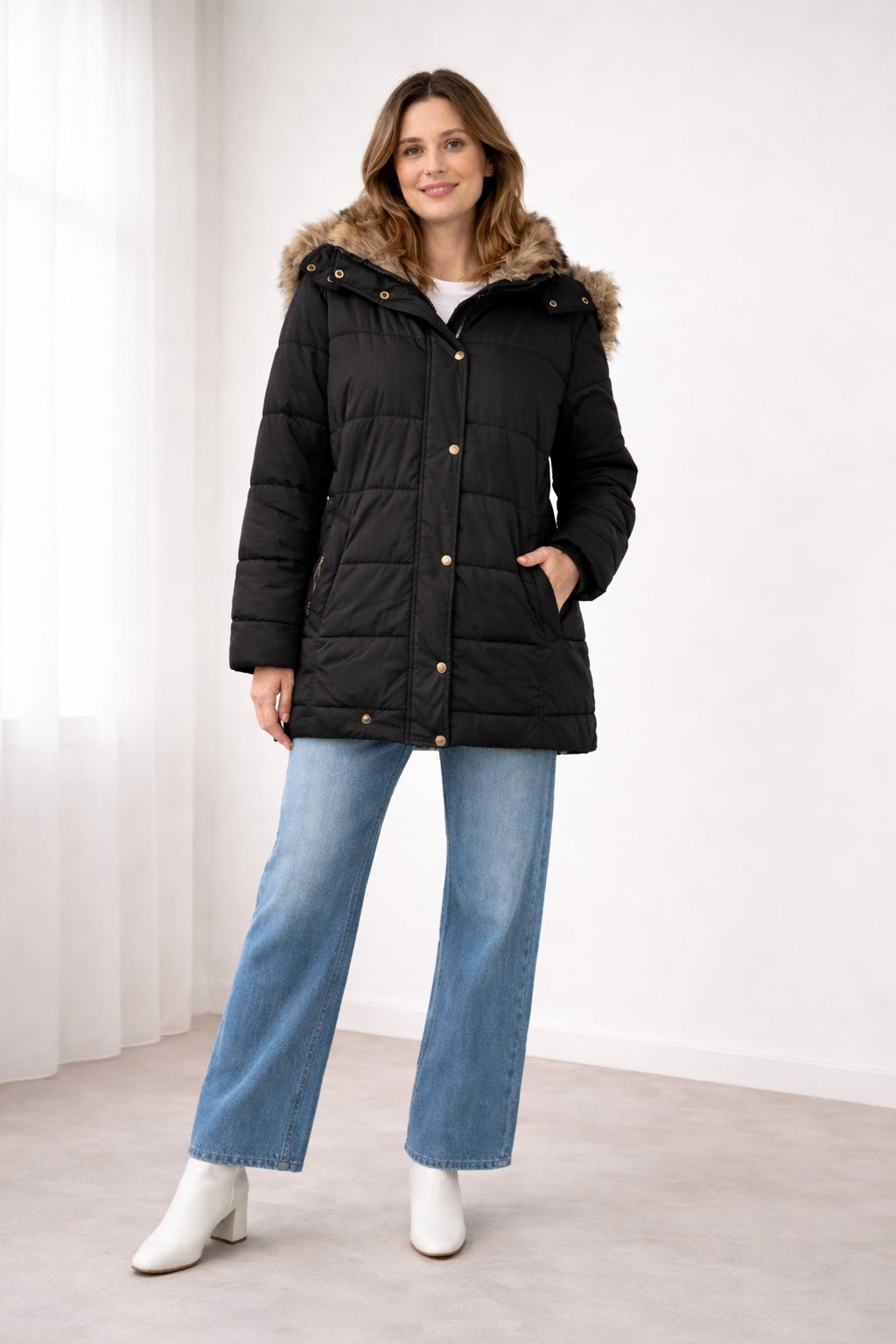 Cielo | Chaquetón Acolchado con Capucha Mujer Pelo Sintético