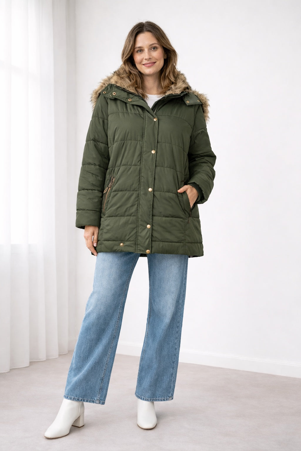 Cielo | Chaquetón Acolchado con Capucha Mujer Pelo Sintético