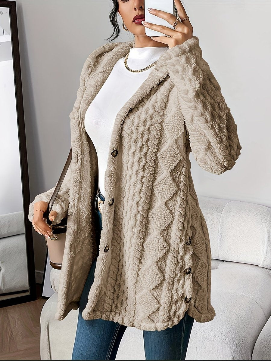 Sara | Forro Polar con Capucha Mujer Oversize Botones