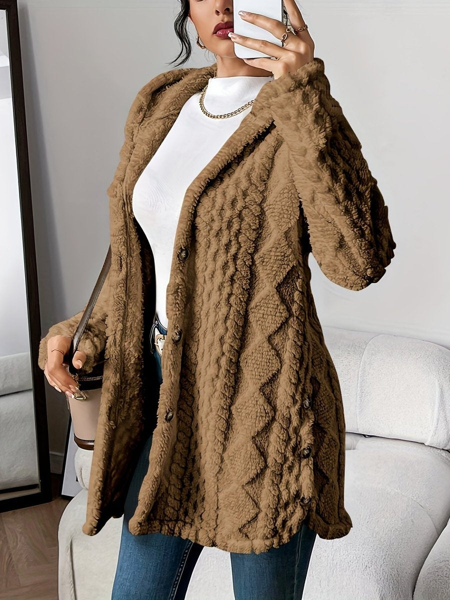 Sara | Forro Polar con Capucha Mujer Oversize Botones