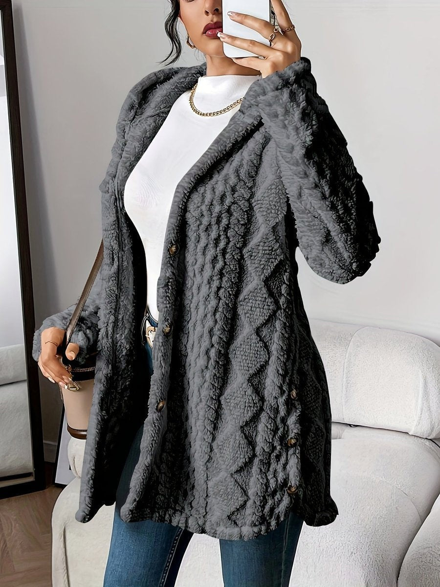 Sara | Forro Polar con Capucha Mujer Oversize Botones