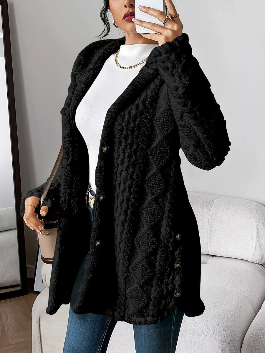 Sara | Forro Polar con Capucha Mujer Oversize Botones