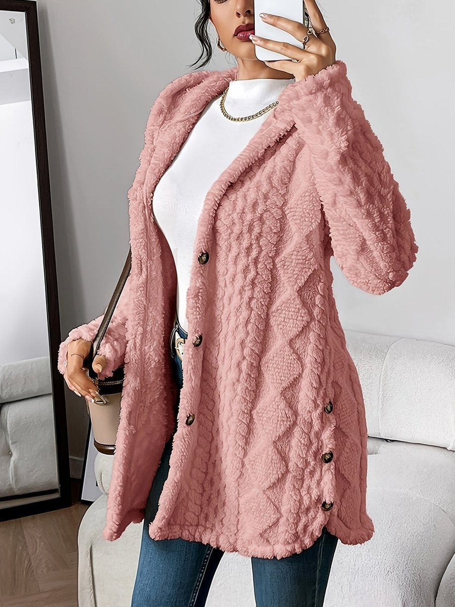 Sara | Forro Polar con Capucha Mujer Oversize Botones