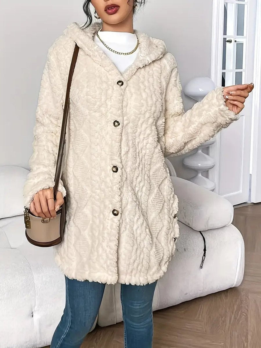 Sara | Forro Polar con Capucha Mujer Oversize Botones