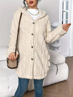 Sara | Forro Polar con Capucha Mujer Oversize Botones