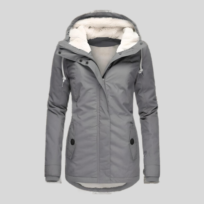 Claudia | Parka Impermeable Mujer con Capucha Forro Borreguito
