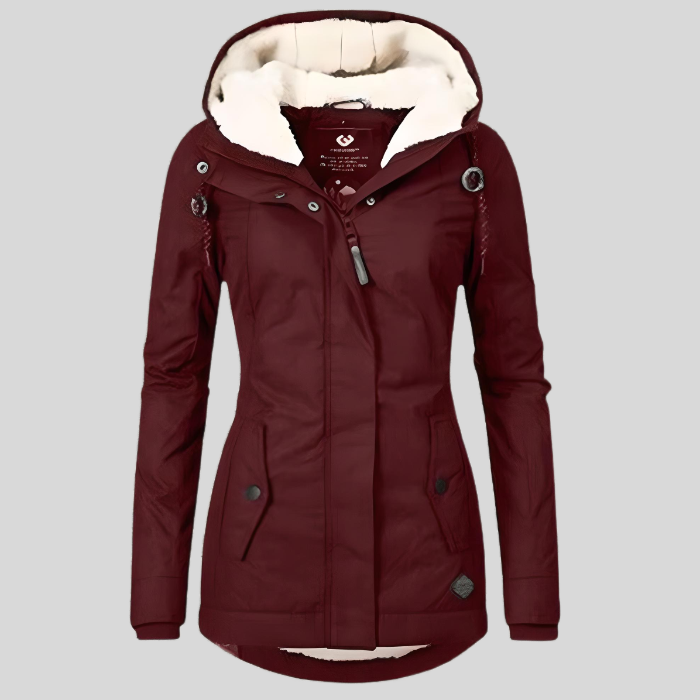 Claudia | Parka Impermeable Mujer con Capucha Forro Borreguito