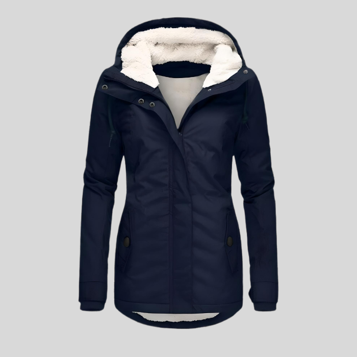 Claudia | Parka Impermeable Mujer con Capucha Forro Borreguito