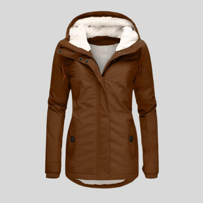 Claudia | Parka Impermeable Mujer con Capucha Forro Borreguito
