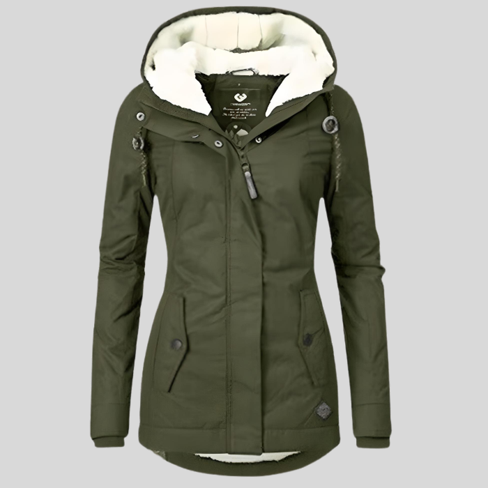 Claudia | Parka Impermeable Mujer con Capucha Forro Borreguito