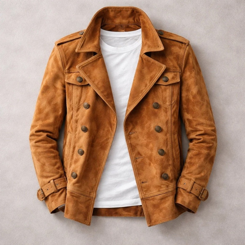 Sancho | Chaqueta Harrington de Ante Hombre Doble Botonadura
