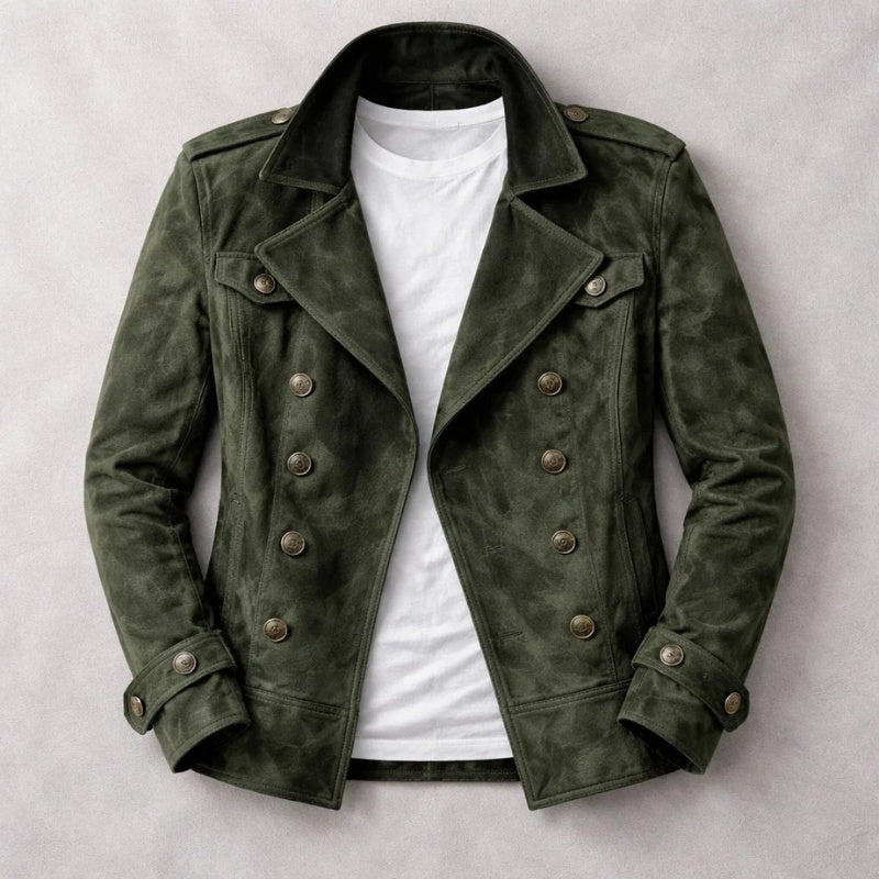 Sancho | Chaqueta Harrington de Ante Hombre Doble Botonadura