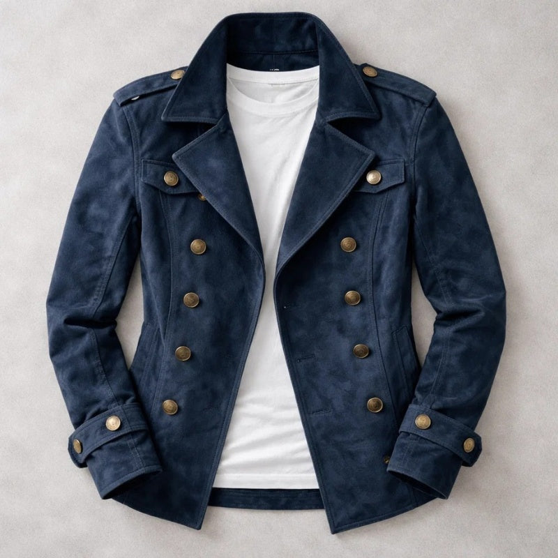 Sancho | Chaqueta Harrington de Ante Hombre Doble Botonadura