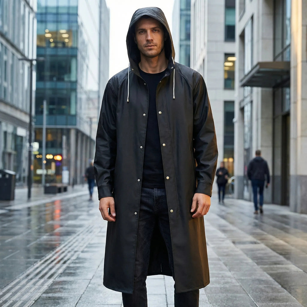 Fabio | Chubasquero Largo Impermeable Hombre con Capucha