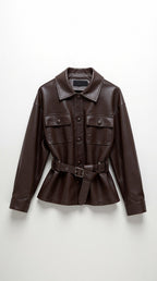 Christina – Chaqueta de PU Negra con Cinturón