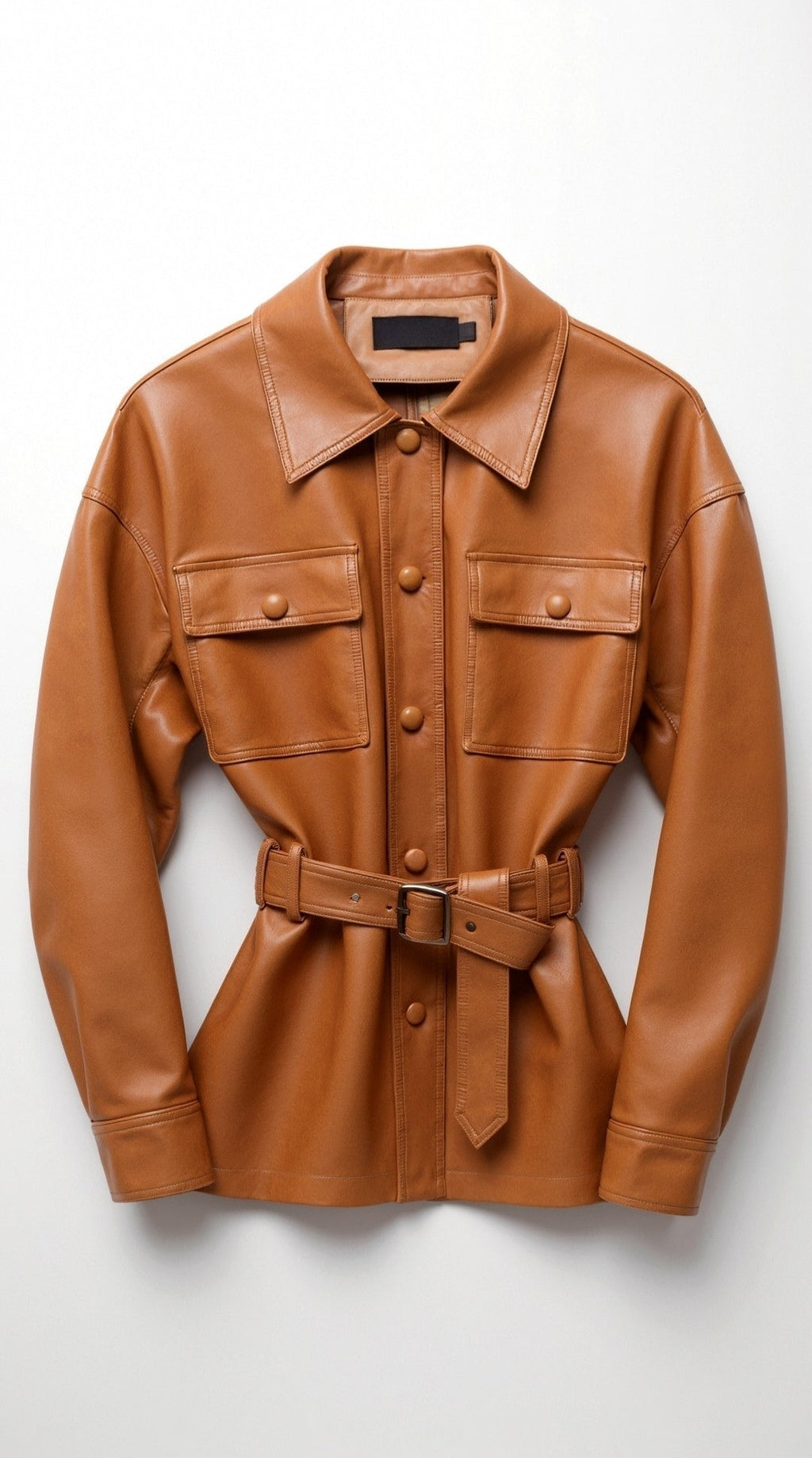 Christina – Chaqueta de PU Negra con Cinturón