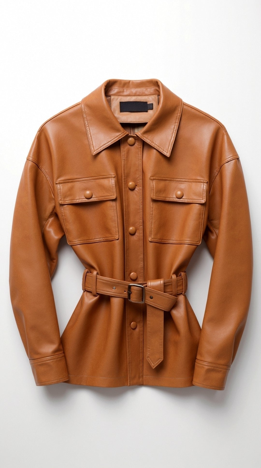 Christina – Chaqueta de PU Negra con Cinturón