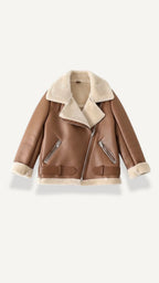 Christine – Chaqueta Polar Negra con Cinturón