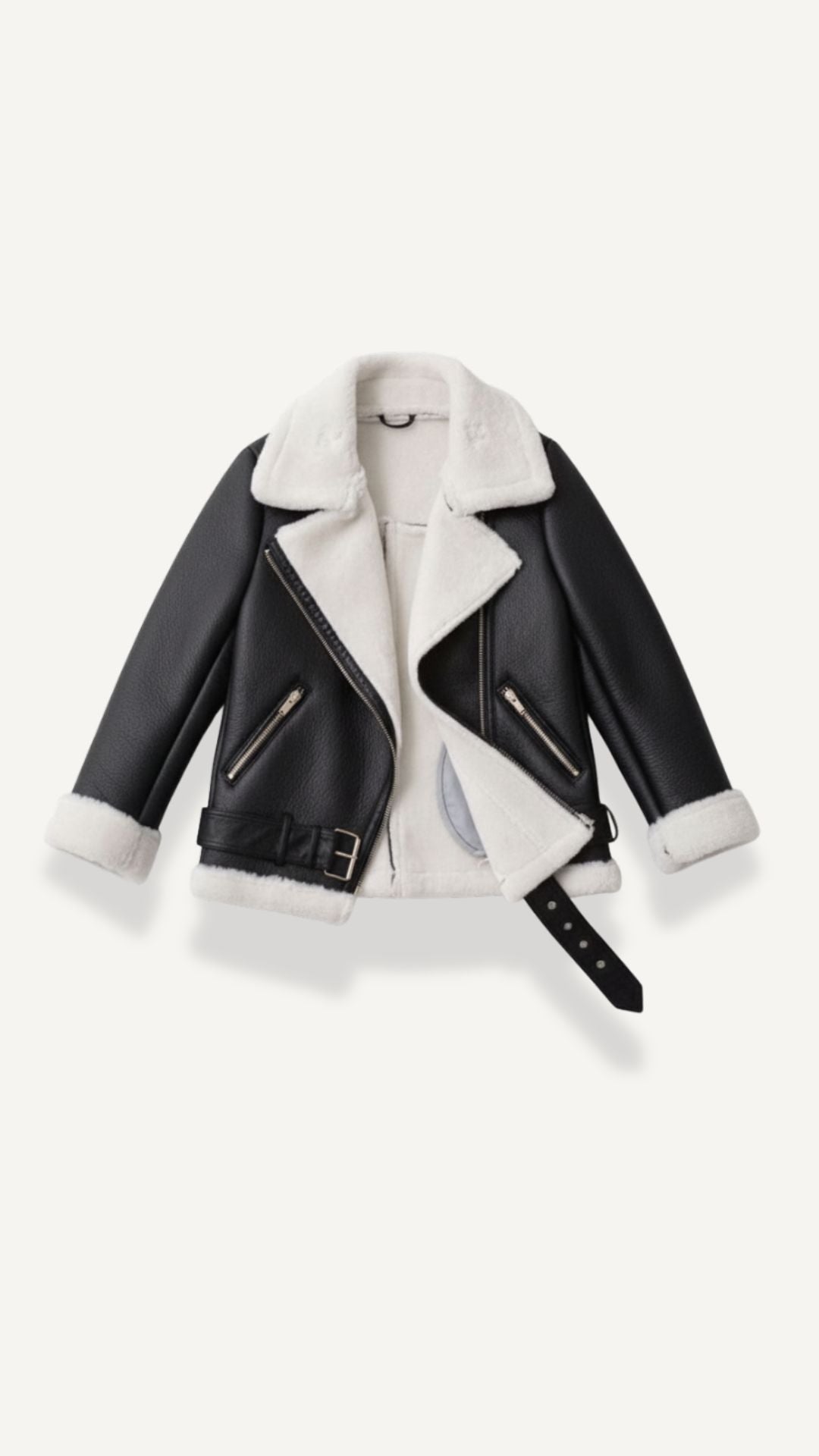 Christine – Chaqueta Polar Negra con Cinturón