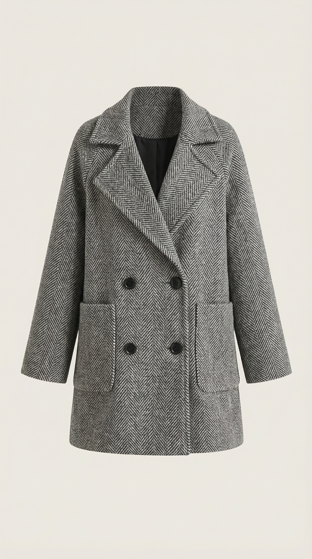 Dana – Abrigo de Invierno Gris Espiga a Medida