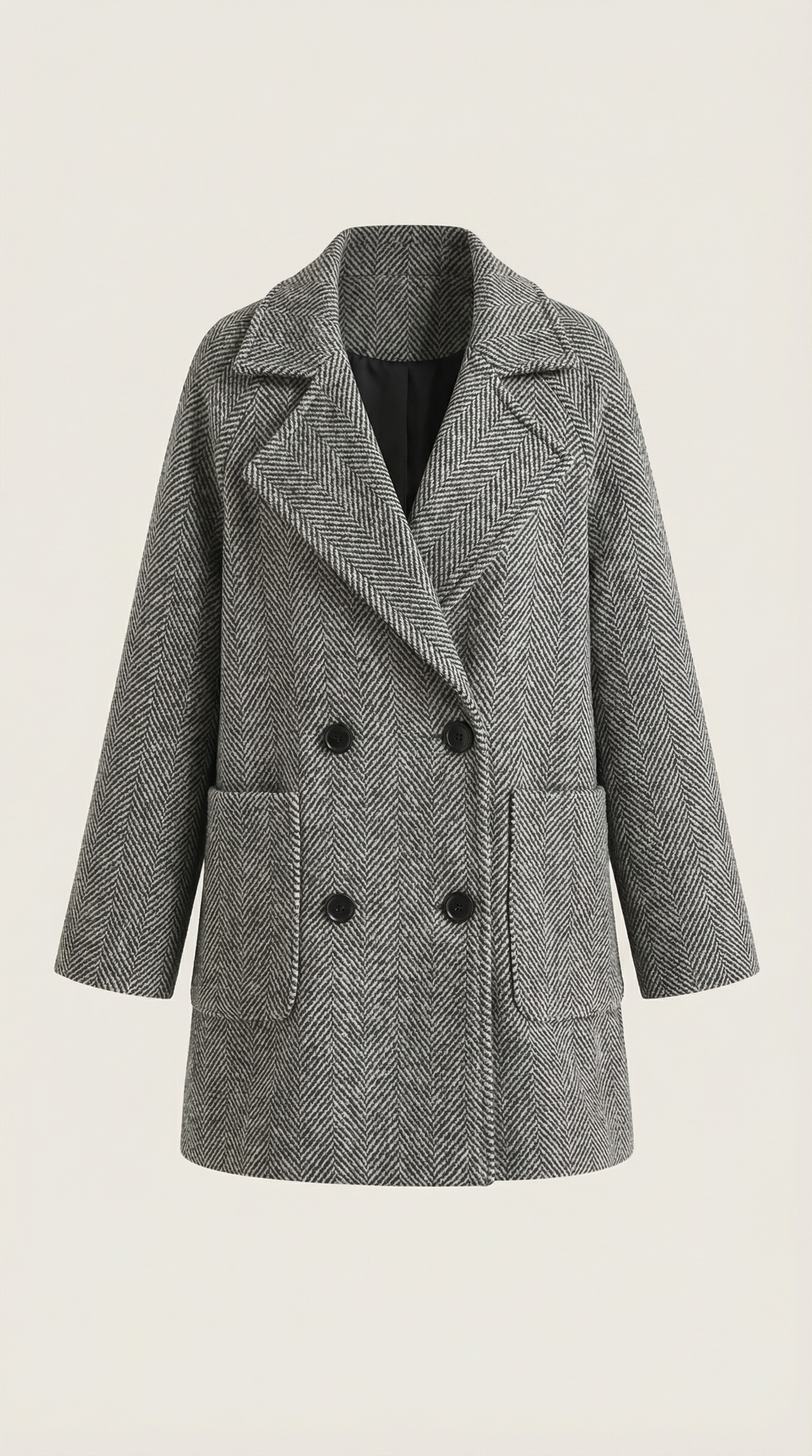 Dana – Abrigo de Invierno Gris Espiga a Medida