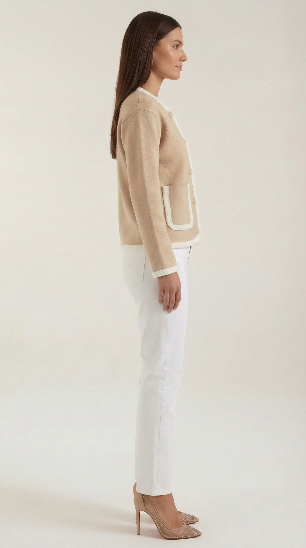 Diana – Cárdigan Beige de Estilo Parisino