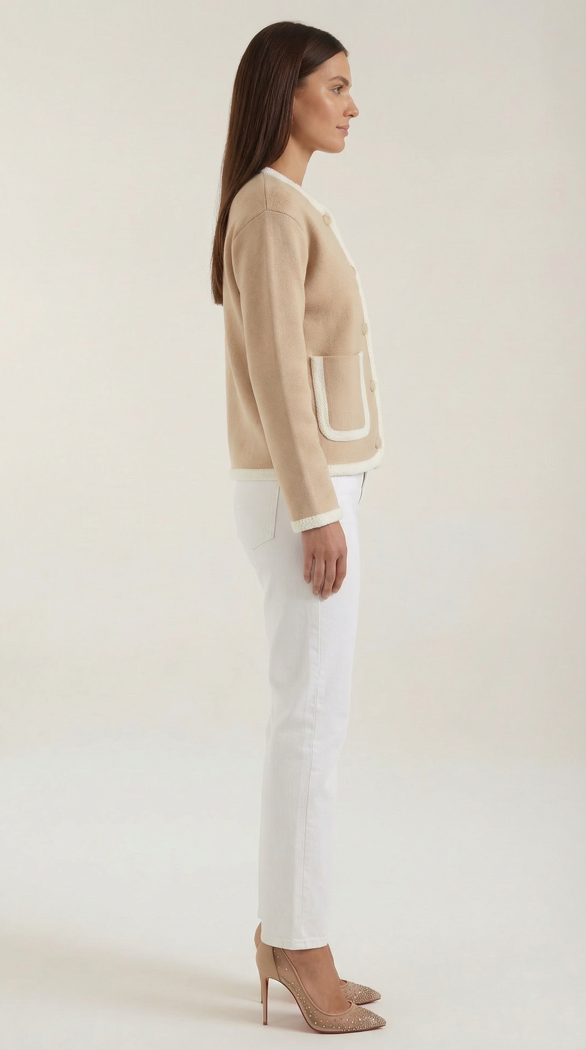 Diana – Cárdigan Beige de Estilo Parisino