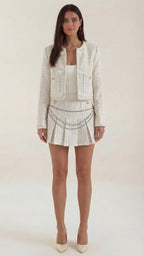 Doris – Conjunto de Tweed Crema con Falda