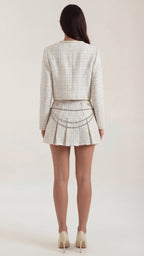 Doris – Conjunto de Tweed Crema con Falda
