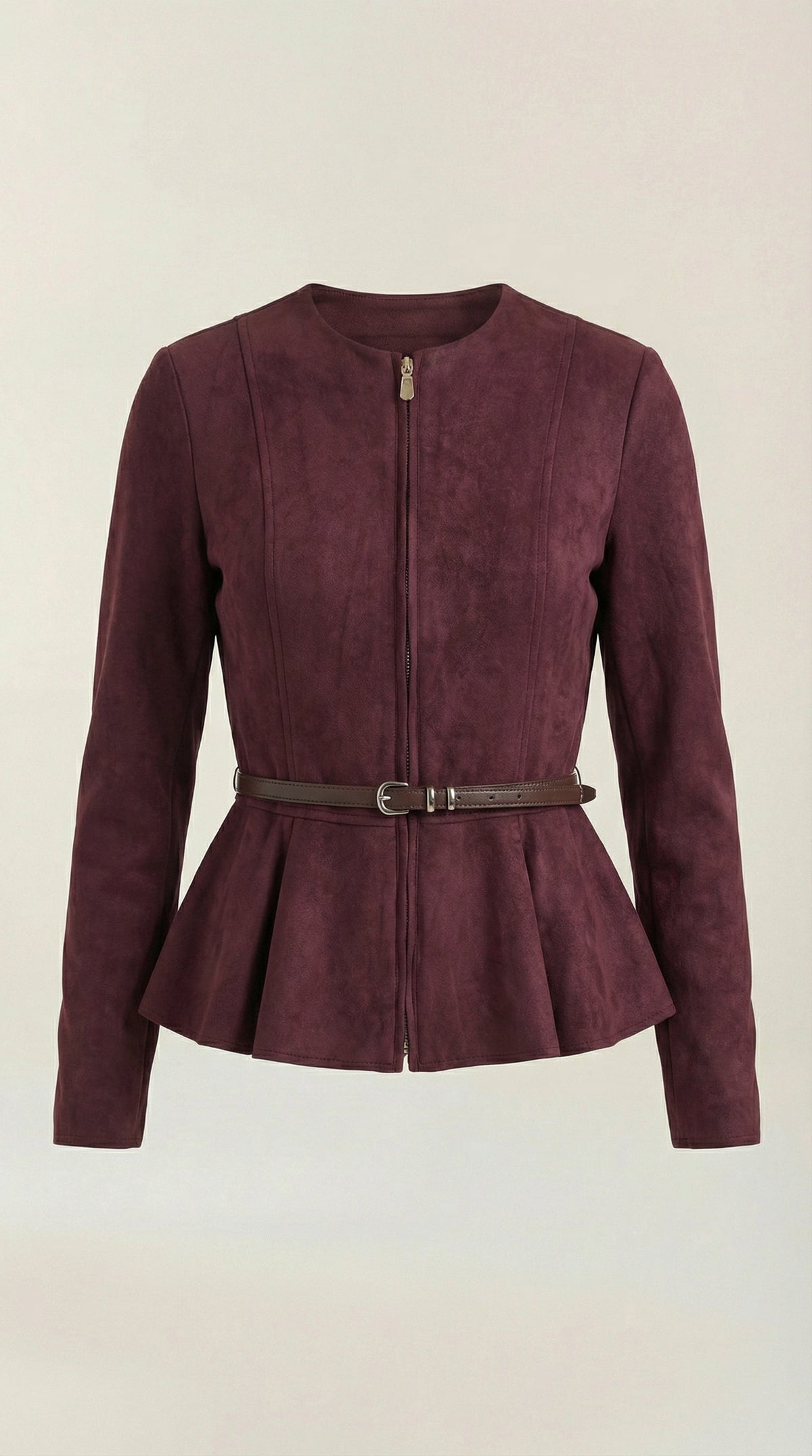 Josie – Chaqueta Burdeos con Detalle Peplum