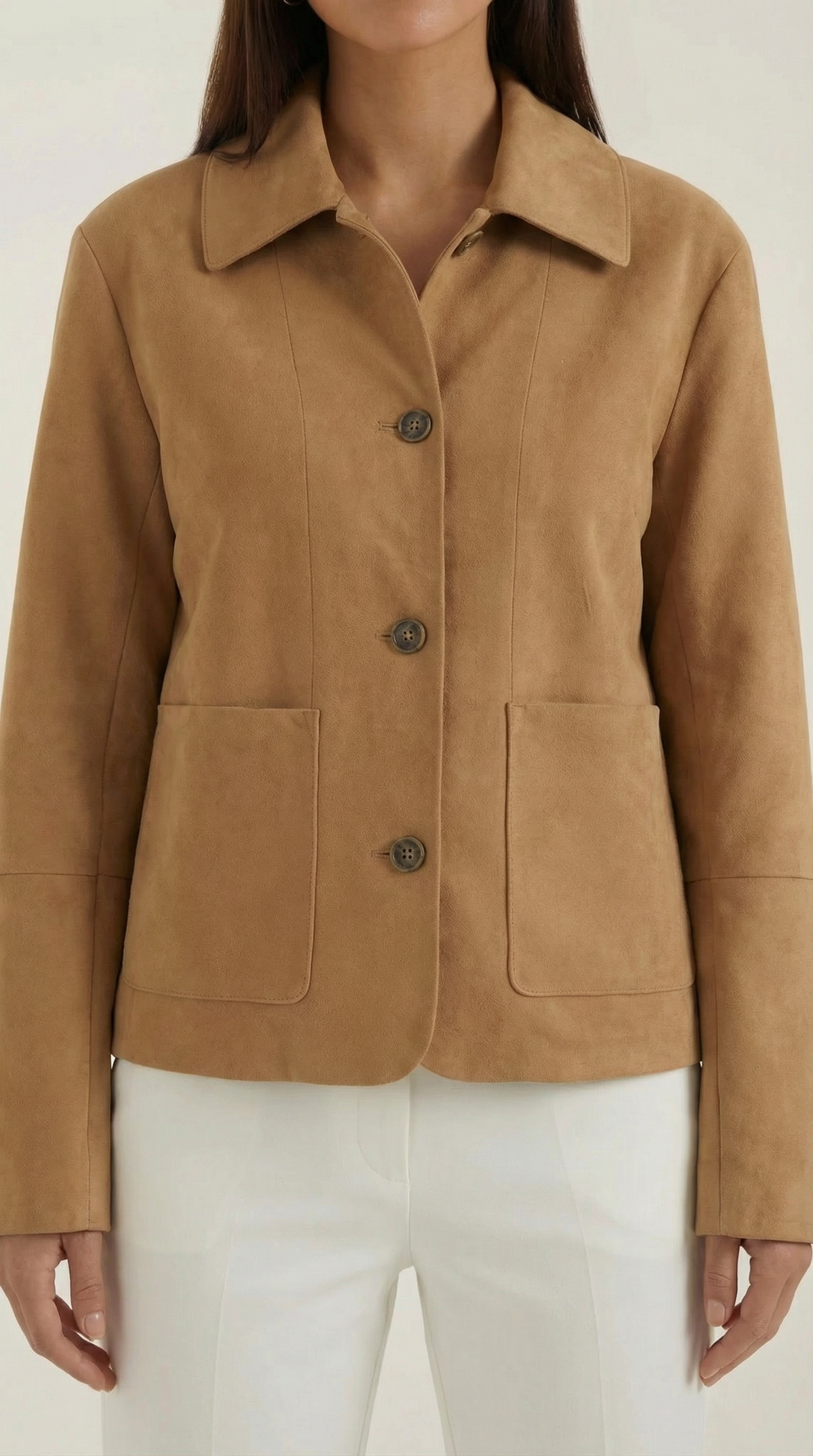 Julie – Chaqueta Suave Camel con Botones