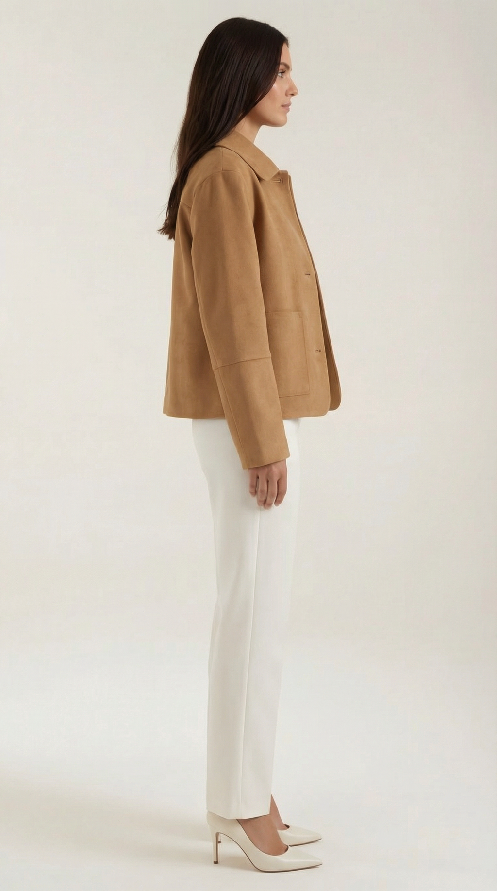 Julie – Chaqueta Suave Camel con Botones