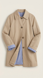 Lindsay – Trench Beige con Forro a Rayas