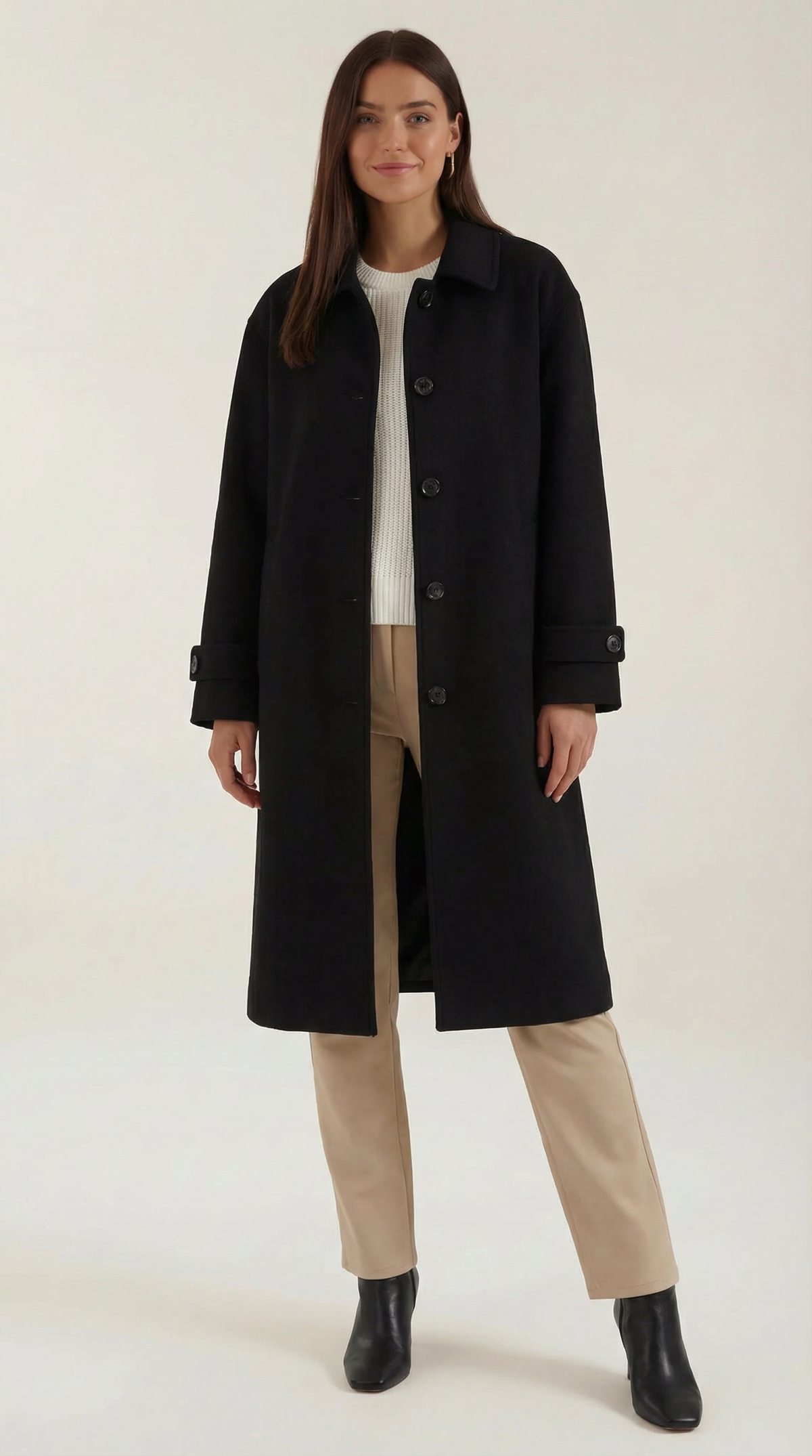 Martha – Abrigo Clásico de Invierno Negro