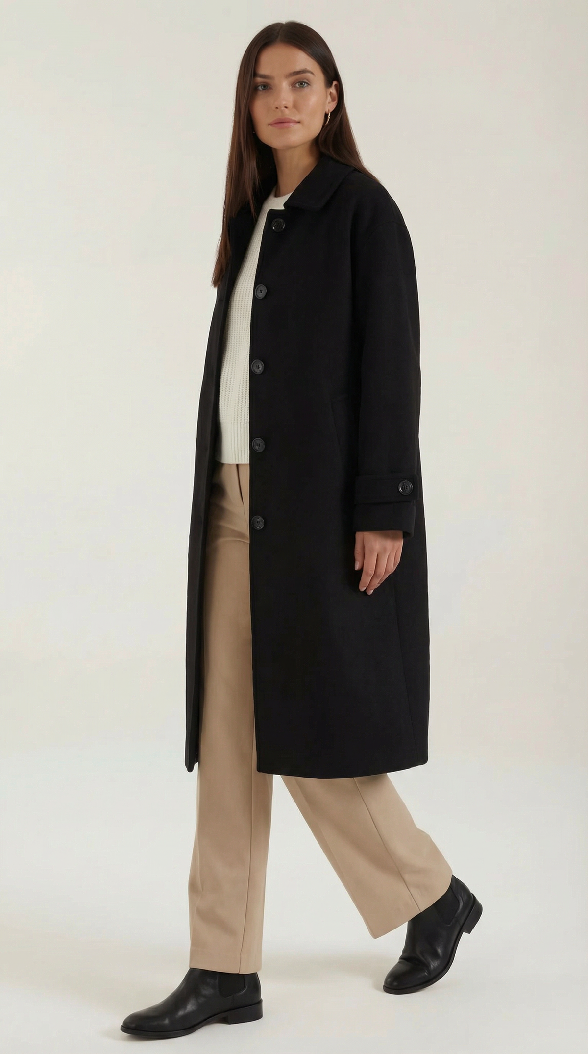 Martha – Abrigo Clásico de Invierno Negro