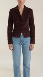Natasha – Chaqueta de Terciopelo Marrón con Botones