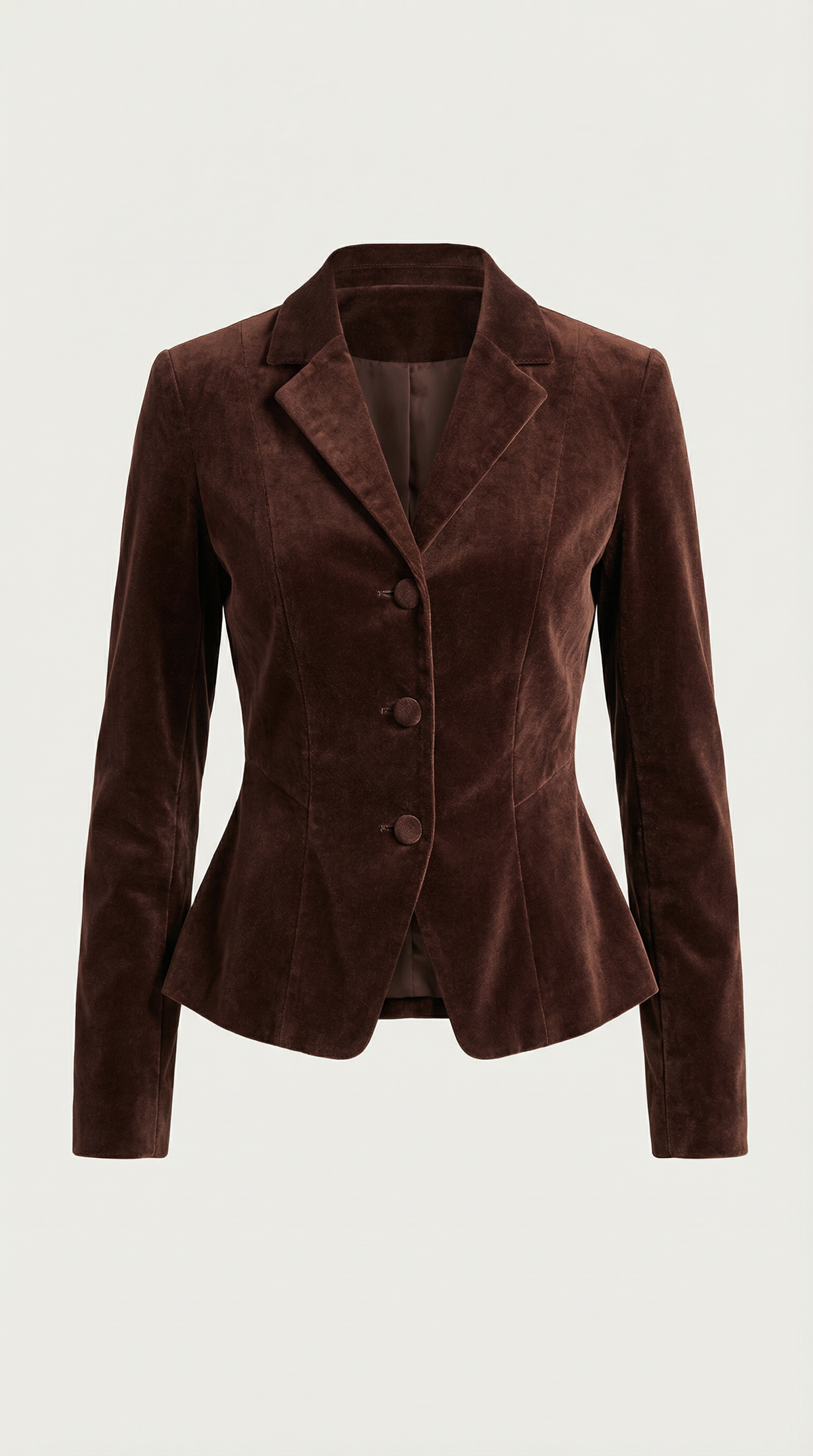 Natasha – Chaqueta de Terciopelo Marrón con Botones