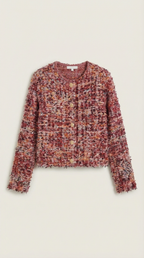 Rosaria – Chaqueta de Punto Bouclé Burdeos