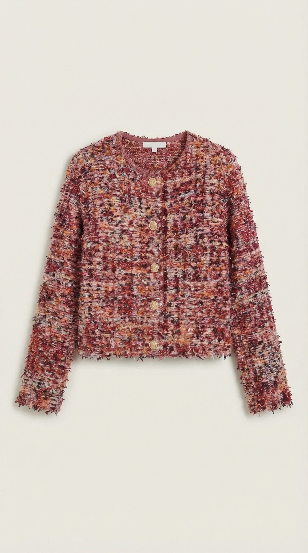 Rosaria – Chaqueta de Punto Bouclé Burdeos