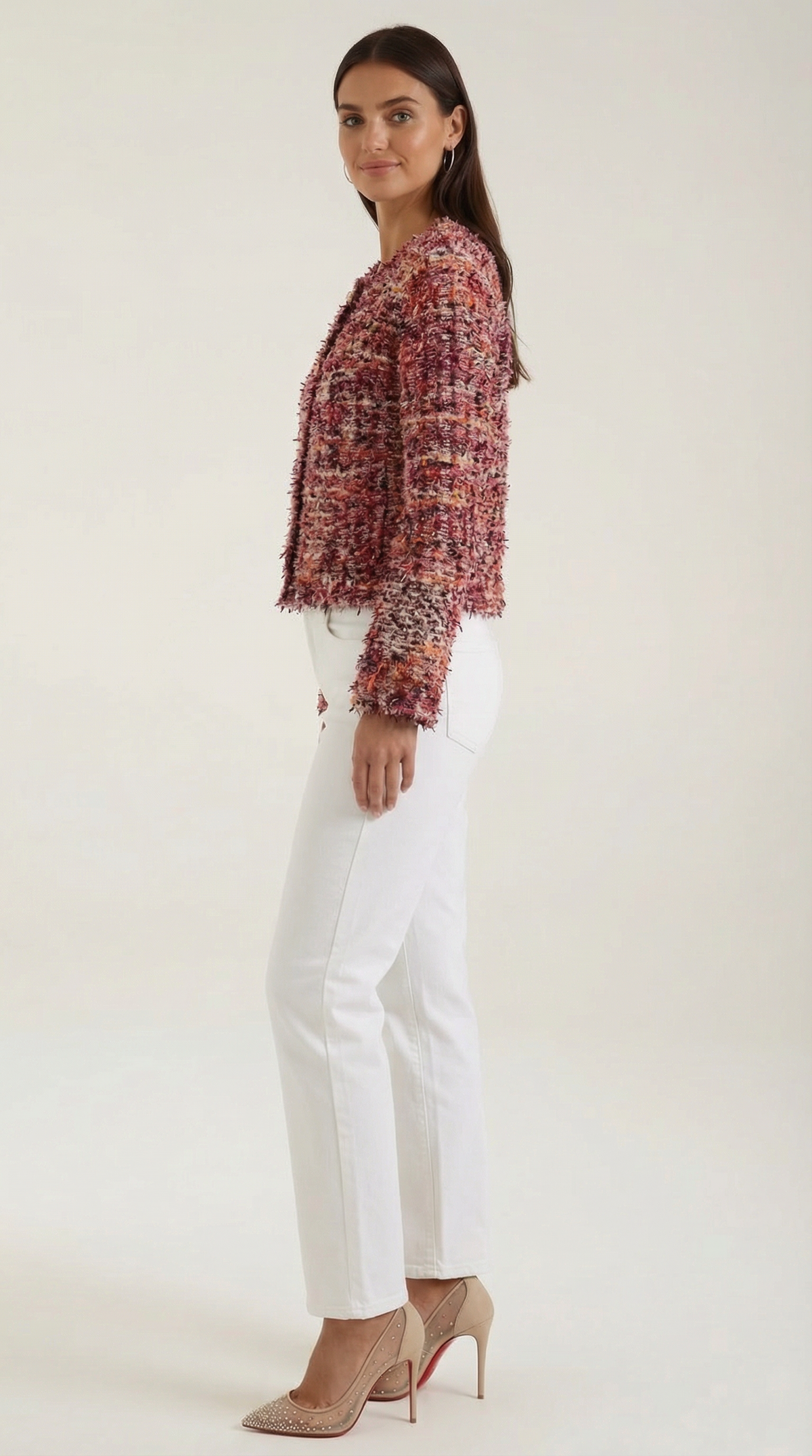 Rosaria – Chaqueta de Punto Bouclé Burdeos