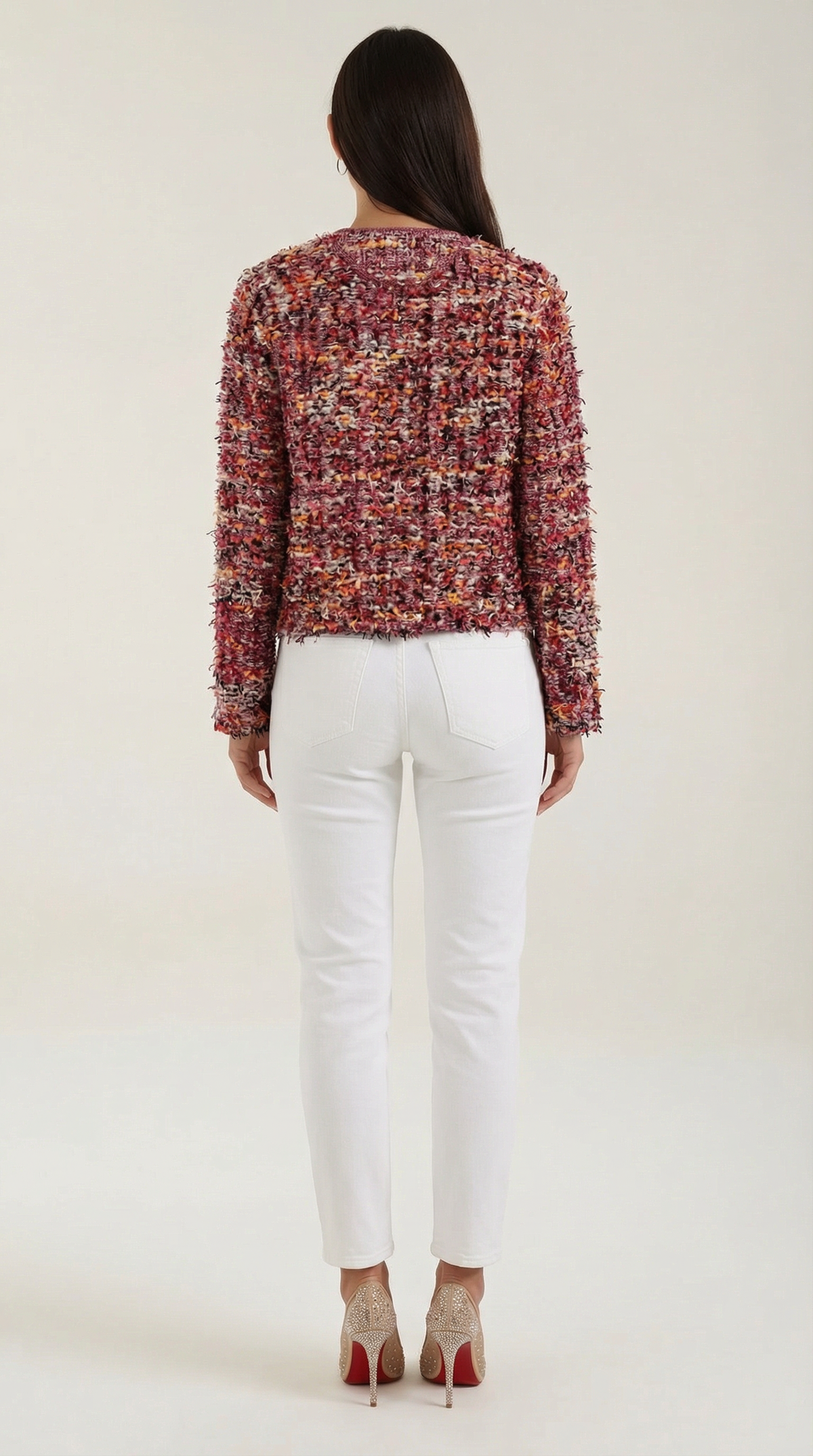 Rosaria – Chaqueta de Punto Bouclé Burdeos
