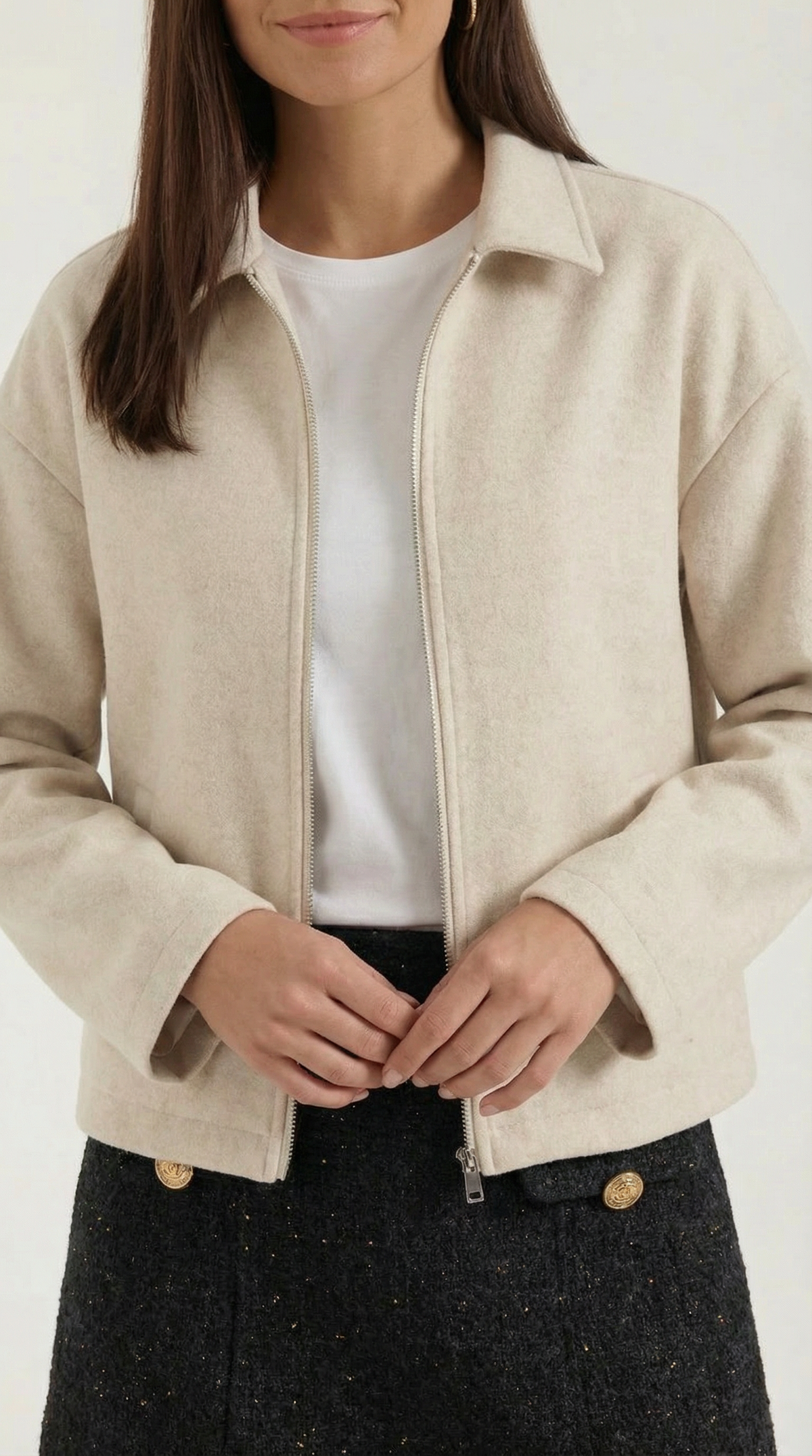 Teresa – Chaqueta Marrón con Cierre de Cremallera