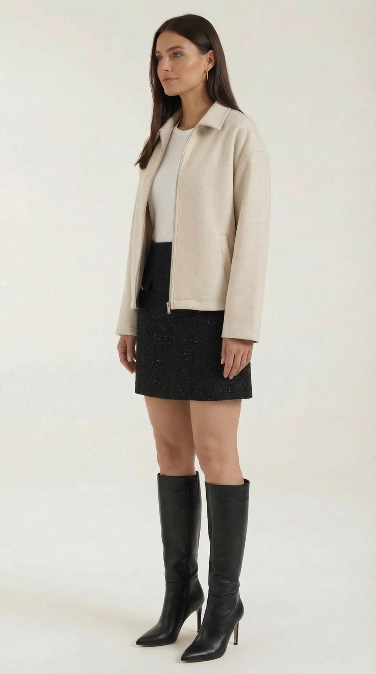 Teresa – Chaqueta Marrón con Cierre de Cremallera