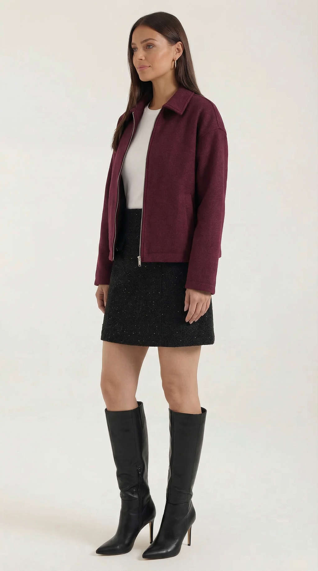 Teresa – Chaqueta Marrón con Cierre de Cremallera