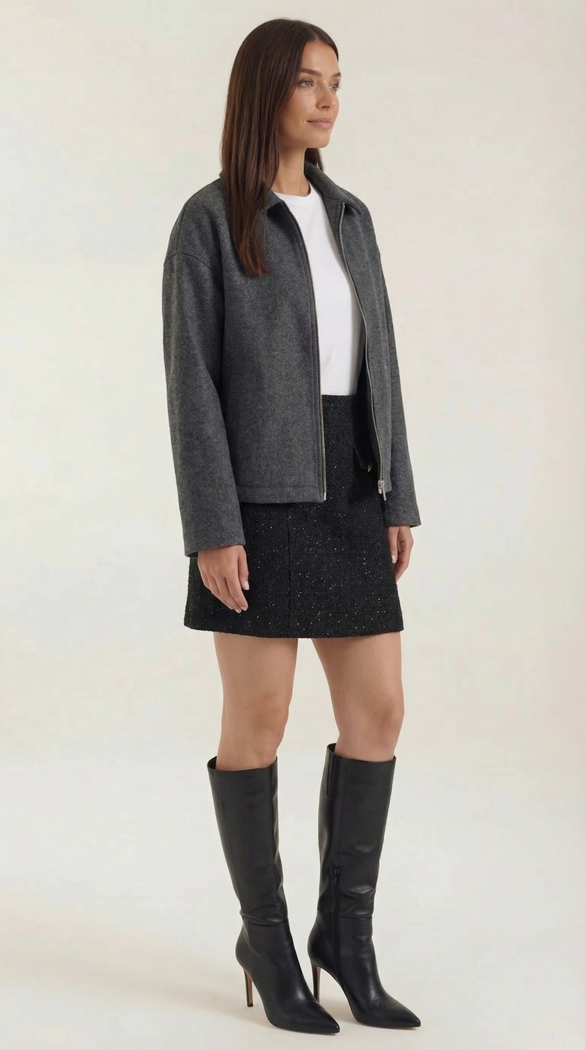 Teresa – Chaqueta Marrón con Cierre de Cremallera