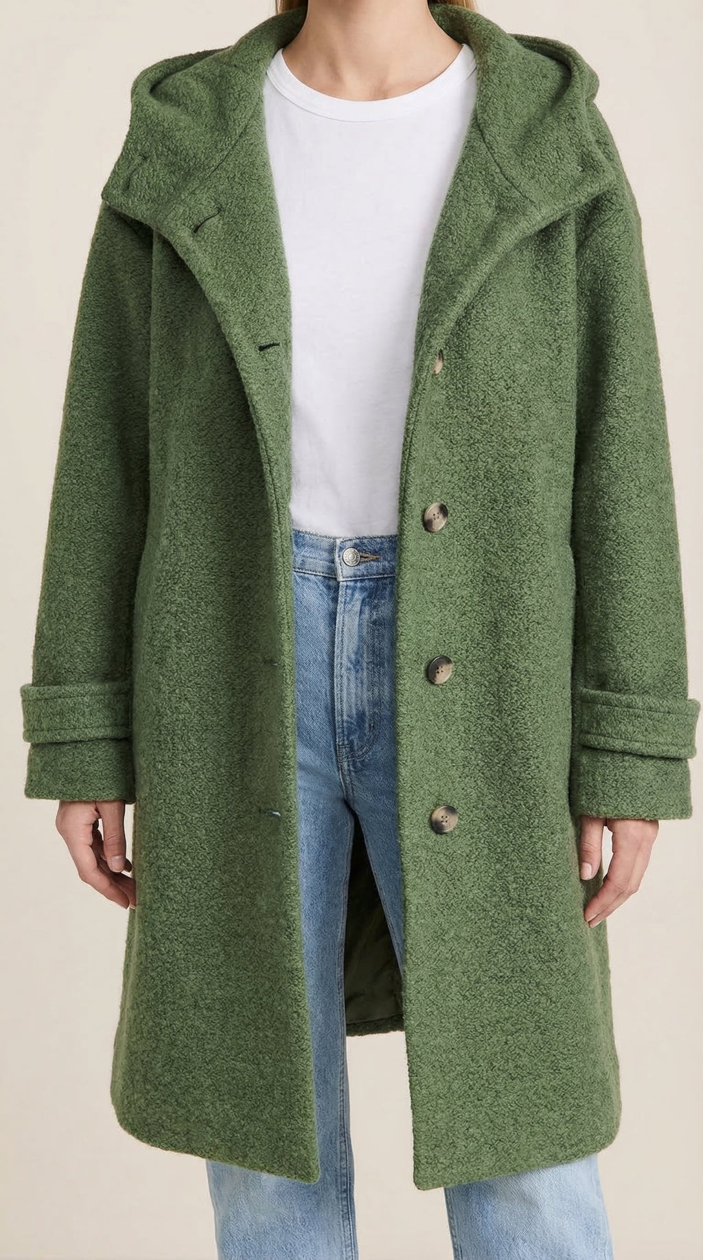 Meredith – Abrigo Largo Verde con Capucha