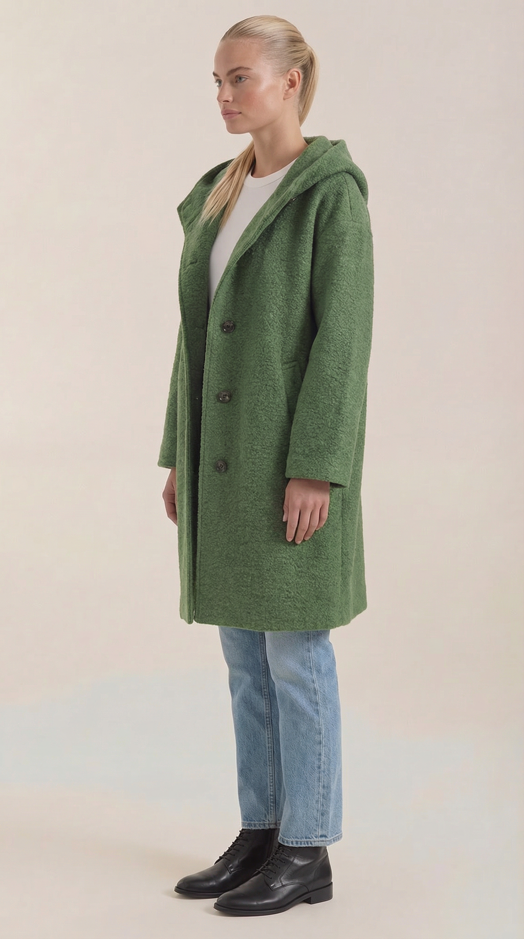Meredith – Abrigo Largo Verde con Capucha