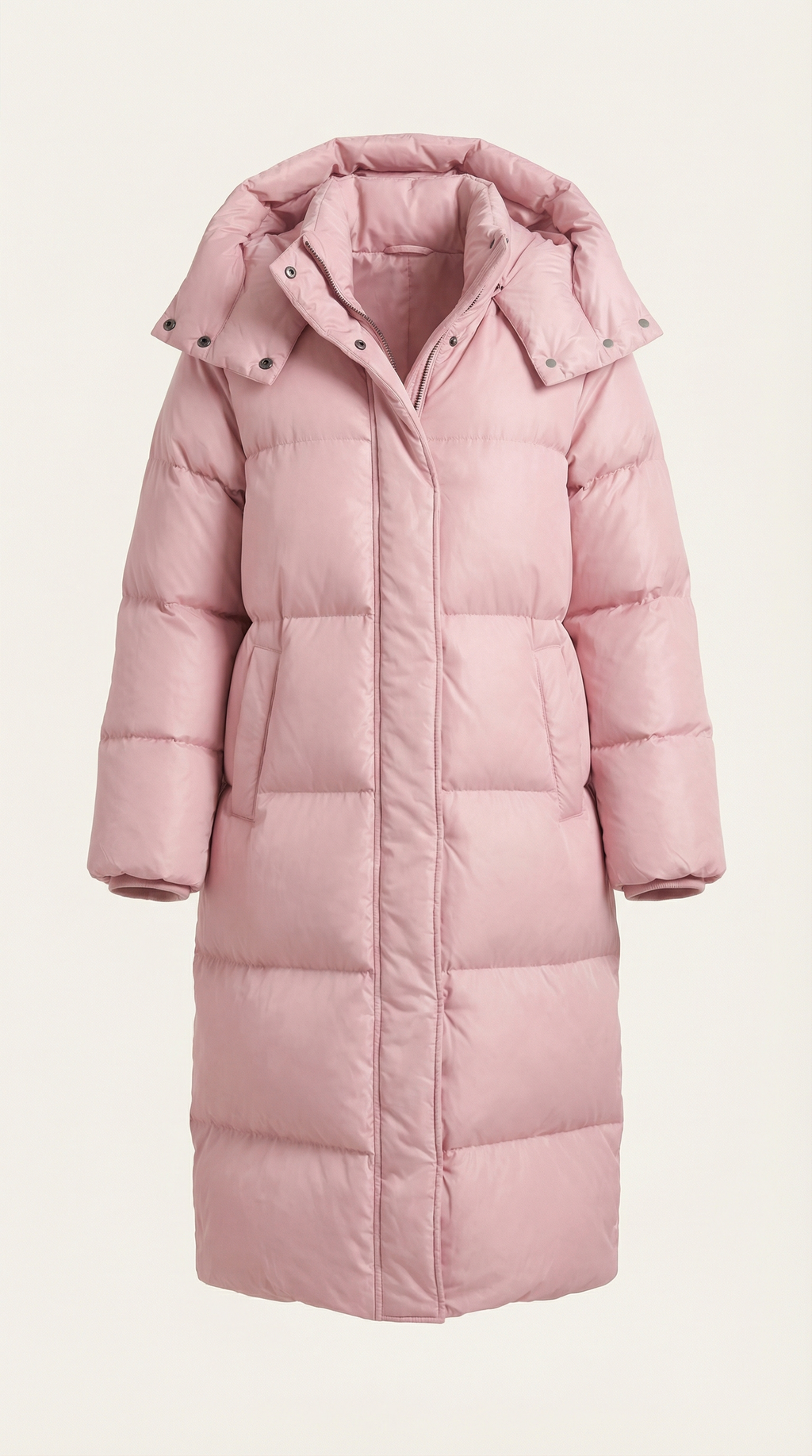 Nora – Plumífero Largo Verde con Capucha