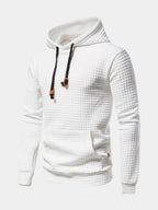 Álvaro | Sudadera con Capucha Hombre Textura Cuadros Bolsillo Canguro