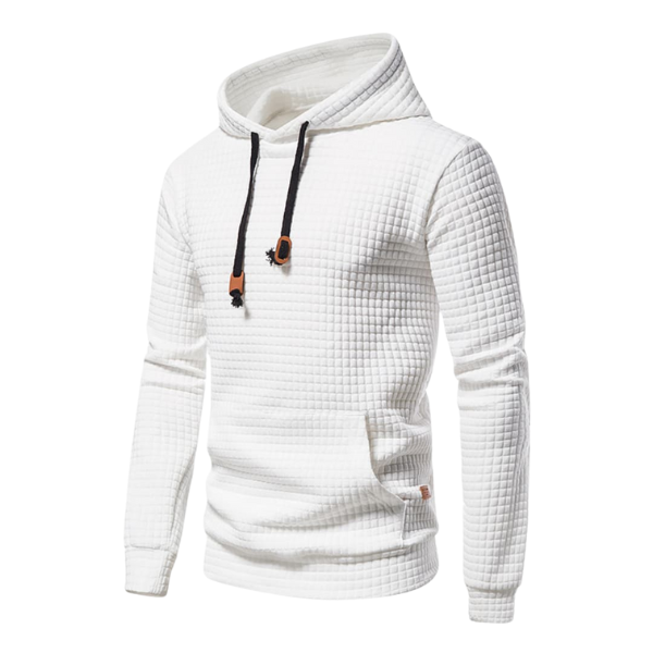 Álvaro | Sudadera con Capucha Hombre Textura Cuadros Bolsillo Canguro